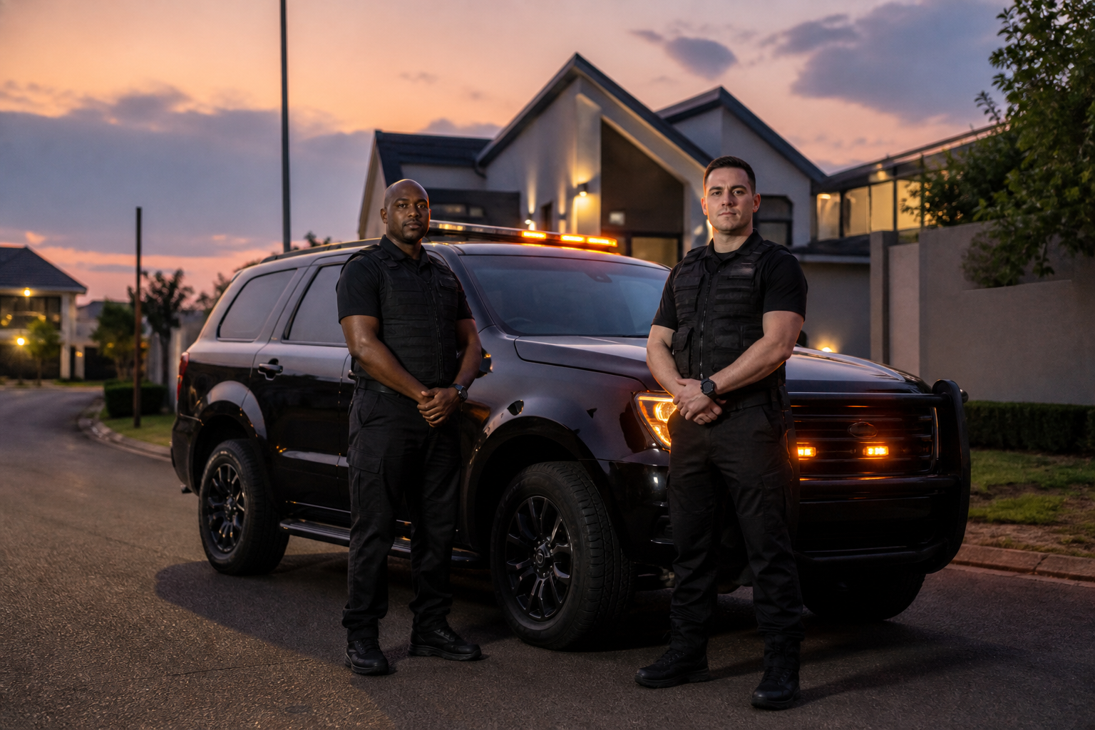 Patrol officers beside a response vehicle